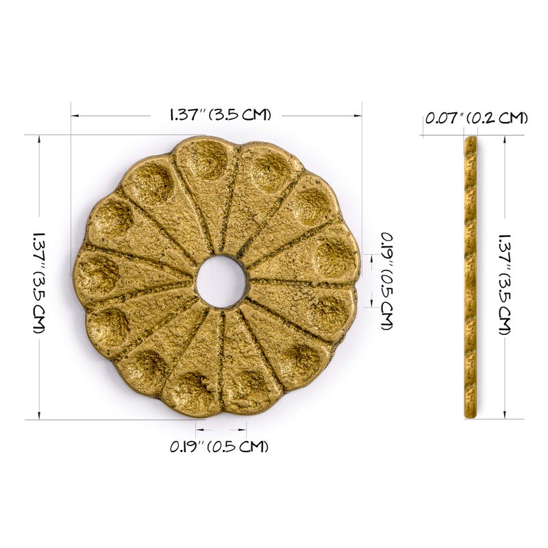 Hardware Philosophy Chrysanthemum Backplate Washer Brass Hardware 1.4 Inches- Set of 10 - Architectural, Interior Design, Doors, Furniture Cabinet Customization Hardware - Image 2